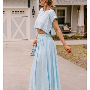 “Tranquil Tides Crop Top and Skirt”
